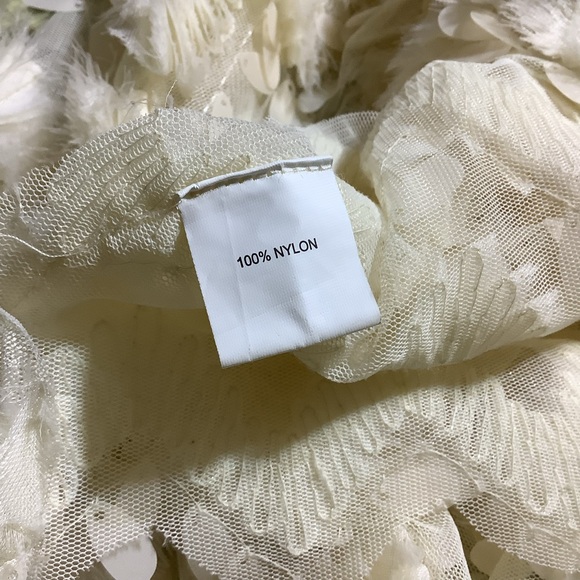 Anthropologie Blue Tassel Sleeveless Cream Top with Disk Sequins - Picture 5 of 8